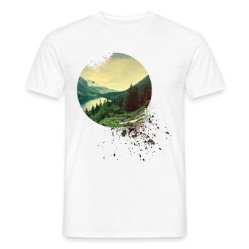 Nature Aventure aventure forêt montagnes lac - T-shirt homme - blanc - Devant - AI Model Male 178 dark (178cm)