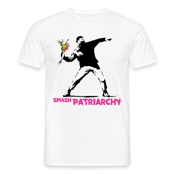 Street Art Graffiti - Smash Patriarchy - Men's T-Shirt - white - Front - AI Model Male 178 dark (178cm)