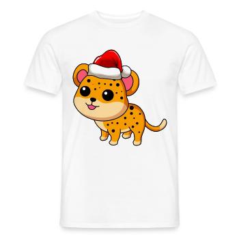 Leopard Comic Weihnachten - Männer T-Shirt - Weiß - Vorne - AI Model Male 178 dark (178cm)
