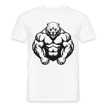 Ours Grizzly Musculation Muscles - T-shirt homme - blanc - Devant - AI Model Male 178 dark (178cm)