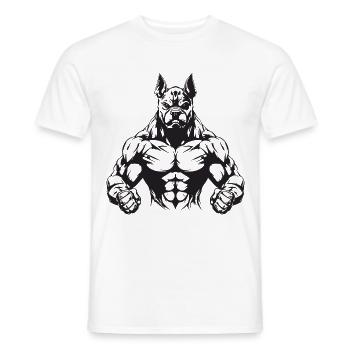 Dog Muscles Bodybuilding - Men's T-Shirt - white - Front - AI Model Male 178 dark (178cm)
