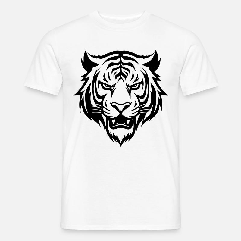 Tiger Kopf - Männer T-Shirt - Weiß