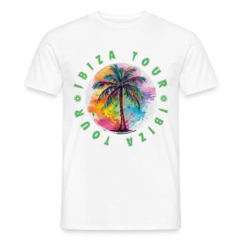 Ibiza Tour Vacances Plame Coloré - T-shirt homme - blanc - Devant - AI Model Male 178 dark (178cm)
