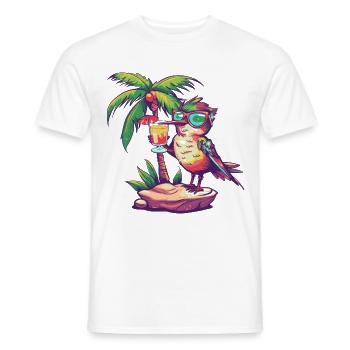colibri oiseau vacances d’été à la plage - T-shirt homme - blanc - Devant - AI Model Male 178 dark (178cm)