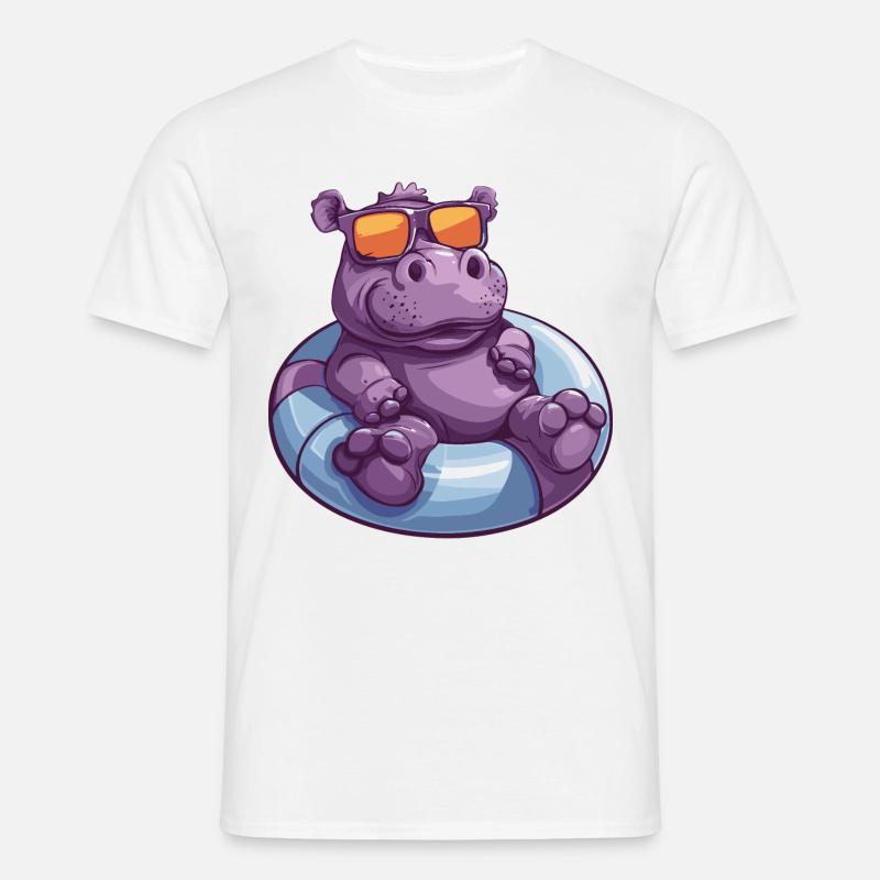 Nilpferd Sommer Comic - Männer T-Shirt - Weiß