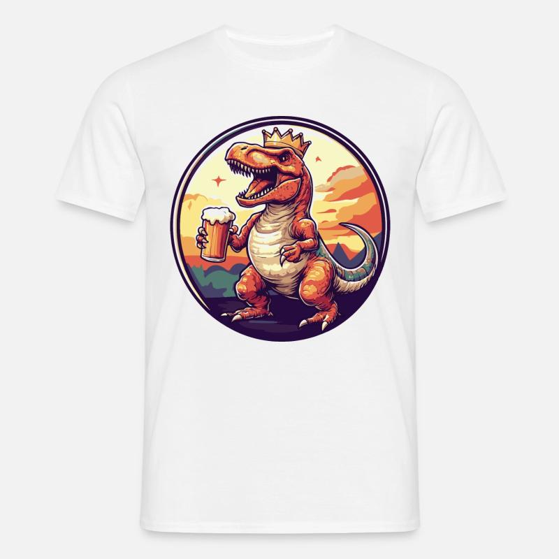 Dinosaurier T-Rex Bier Comic - Männer T-Shirt - Weiß