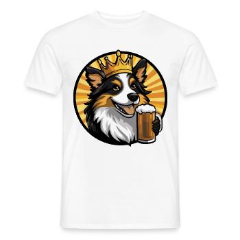 Border Collie Hund Bier Comic - Männer T-Shirt - Weiß - Vorne - AI Model Male 178 dark (178cm)