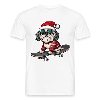 Havanese Hund Weihnachten Skateboard - Männer T-Shirt - Weiß - Vorne - AI Model Male 178 dark (178cm)