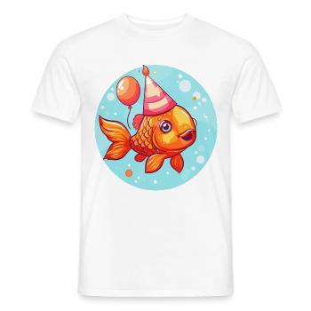 Bande dessinée d’anniversaire de poisson rouge - T-shirt homme - blanc - Devant - AI Model Male 178 dark (178cm)