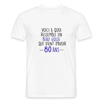 80 ans - T-shirt homme - blanc - Devant - AI Model Male 178 dark (178cm)