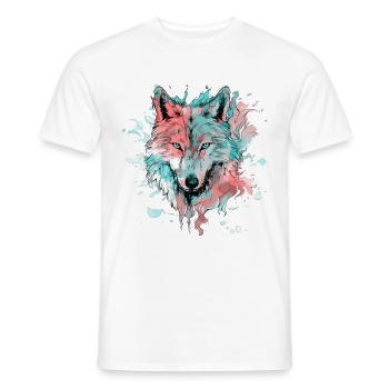 Wolf Wolf Head Predator Forest Nature Wilderness Art - Men's T-Shirt - white - Front - AI Model Male 178 dark (178cm)