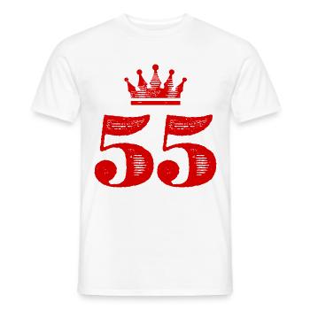 55 Cijfer kroon - Heren T-shirt - wit - Voor - AI Model Male 178 dark (178cm)