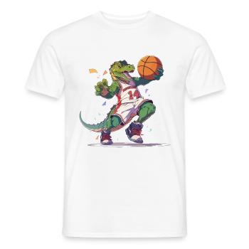 Basketball Dinosaure T-Rex Player Sports Cartoon - T-shirt homme - blanc - Devant - AI Model Male 178 dark (178cm)