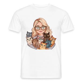 Chat Dame Chats Femme Fille J’aime Les Chats Drôle - T-shirt homme - blanc - Devant - AI Model Male 178 dark (178cm)