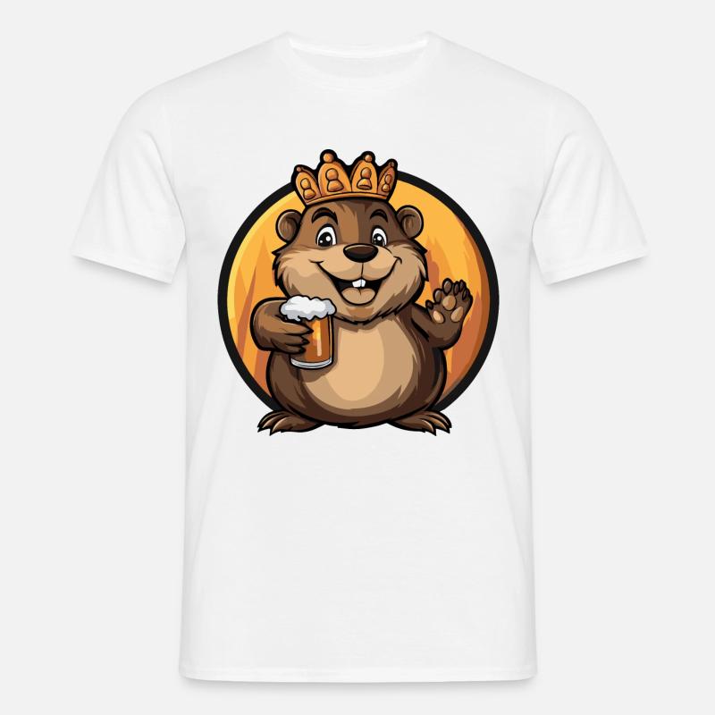 Biber Bier Comic - Männer T-Shirt - Weiß