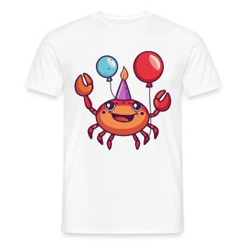 Crab Crab Birthday Comic Cute - Men's T-Shirt - white - Front - AI Model Male 178 dark (178cm)