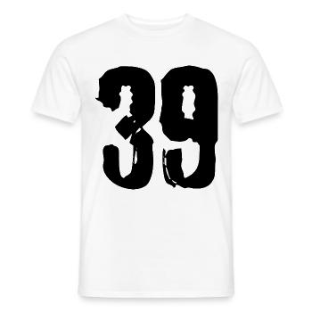 39 Number jersey - Men's T-Shirt - white - Front - AI Model Male 178 dark (178cm)