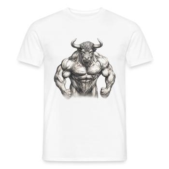 Taureau Muscles Musculation Force Forte Animal - T-shirt homme - blanc - Devant - AI Model Male 178 dark (178cm)