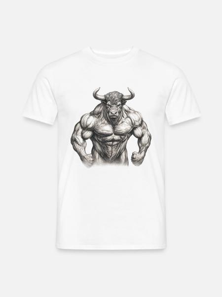 Stier Bulle Muskeln Bodybuilding Stark Kraft Tier - Männer T-Shirt - Weiß