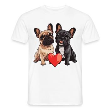 Französische Buldogge Hunde Paar Verliebt Valentin - Männer T-Shirt - Weiß - Vorne - AI Model Male 178 dark (178cm)