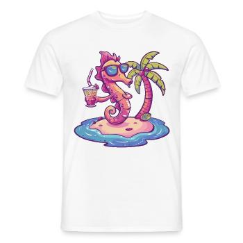 Seahorse Summer Beach Vacation - Men's T-Shirt - white - Front - AI Model Male 178 dark (178cm)