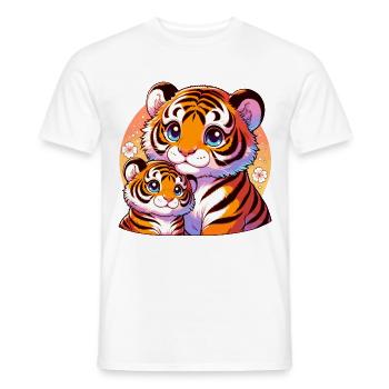 Liebevolle Tigerfamilie Illustration mit - Männer T-Shirt - Weiß - Vorne - AI Model Male 178 dark (178cm)