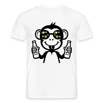 Affe Saufen Lustig Bier - Männer T-Shirt - Weiß - Vorne - AI Model Male 178 dark (178cm)