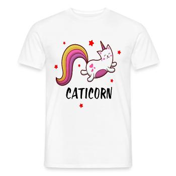 Einhorn-Shirt Catticorn Katze Sterne Geschenk - Männer T-Shirt - Weiß - Vorne - AI Model Male 178 dark (178cm)