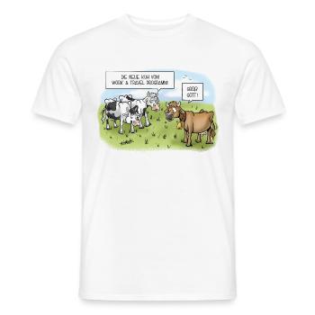 Work & Travel Kühe - Männer T-Shirt - Weiß - Vorne - AI Model Male 178 dark (178cm)