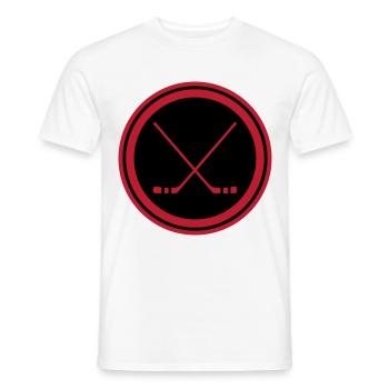 Bâtons de hockey sur glace - T-shirt homme - blanc - Devant - AI Model Male 178 dark (178cm)