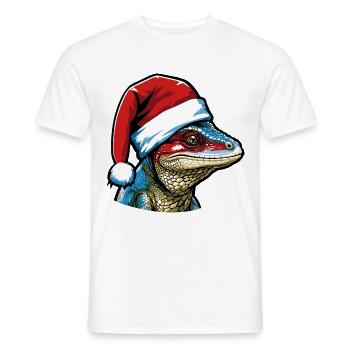 Tête de lézard Portrait de Noël de lézard - T-shirt homme - blanc - Devant - AI Model Male 178 dark (178cm)