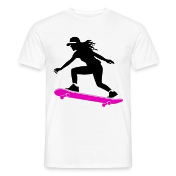 Skateboarding Woman Symbol Skateboard - Men's T-Shirt - white - Front - AI Model Male 178 dark (178cm)
