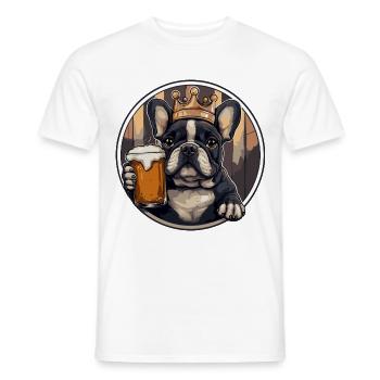 Französische Buldogge Hund Bier Comic - Männer T-Shirt - Weiß - Vorne - AI Model Male 178 dark (178cm)