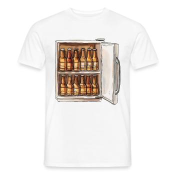 Beer Fridge Beer Bottles Men Drinking Funny - Men's T-Shirt - white - Front - AI Model Male 178 dark (178cm)