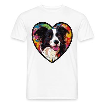 Border Collie Chien Coeur Amour Chien - T-shirt homme - blanc - Devant - AI Model Male 178 dark (178cm)