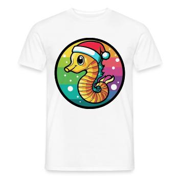 Seahorse Christmas Animal - Men's T-Shirt - white - Front - AI Model Male 178 dark (178cm)