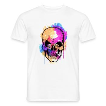 Fearful and beautiful watercolor skull design - Men's T-Shirt - white - Front - AI Model Male 178 dark (178cm)