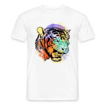 A Beautiful and Fun Watercolor Tiger Design - Men's T-Shirt - white - Front - AI Model Male 178 dark (178cm)