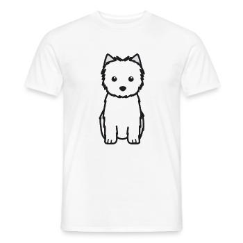 Cairn Terrier Dog Cartoon Kawaii Illustration - T-shirt homme - blanc - Devant - AI Model Male 178 dark (178cm)