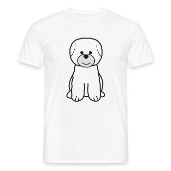 Bichon Frise Dog Cartoon Kawaii Illustration - T-shirt homme - blanc - Devant - AI Model Male 178 dark (178cm)