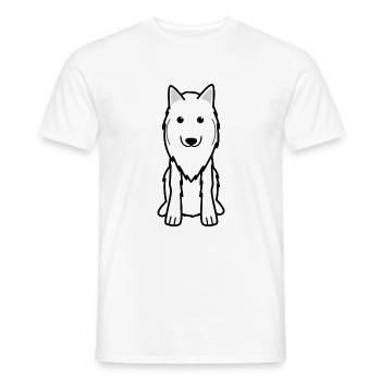 Chien belge Tervuren Cartoon Kawaii Illustration - T-shirt homme - blanc - Devant - AI Model Male 178 dark (178cm)