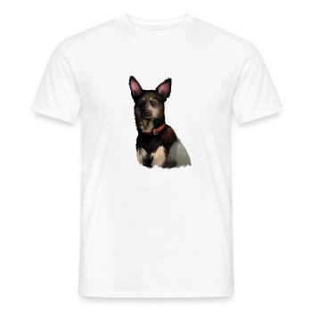 Australian Kelpie Dog Watercolor Illustration - Men's T-Shirt - white - Front - AI Model Male 178 dark (178cm)