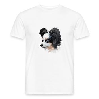 Papillon Dog Aquarelle Art Illustration - T-shirt homme - blanc - Devant - AI Model Male 178 dark (178cm)