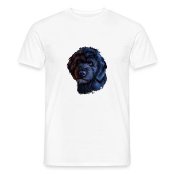 Portuguese Water Dog Watercolor Illustration - Men's T-Shirt - white - Front - AI Model Male 178 dark (178cm)