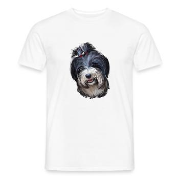 Tibetan Terrier Dog Watercolor Sketch Illustration - Men's T-Shirt - white - Front - AI Model Male 178 dark (178cm)