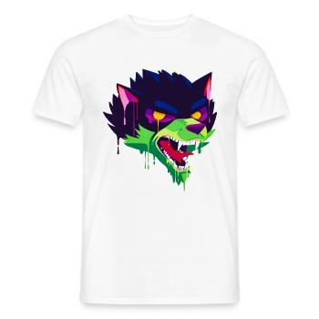 A Beautiful and Creepy Wolf Cartoon Design - Men's T-Shirt - white - Front - AI Model Male 178 dark (178cm)