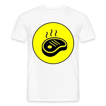 Cercle d’icônes de steak - T-shirt homme - blanc - Devant - AI Model Male 178 dark (178cm)