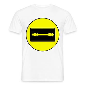 Cercle d’icônes de lame de rasoir - T-shirt homme - blanc - Devant - AI Model Male 178 dark (178cm)