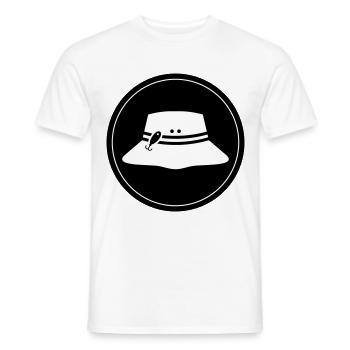 Cercle d’icônes de chapeau de pêche - T-shirt homme - blanc - Devant - AI Model Male 178 dark (178cm)