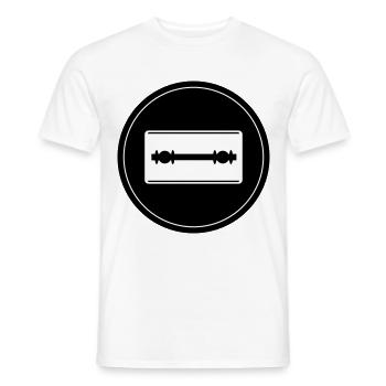 Cercle d’icônes de lame de rasoir - T-shirt homme - blanc - Devant - AI Model Male 178 dark (178cm)